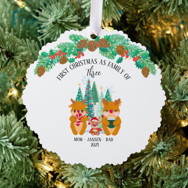 Personalisiert First Christmas Rentier Ornament Karte (Insitu (Baum))