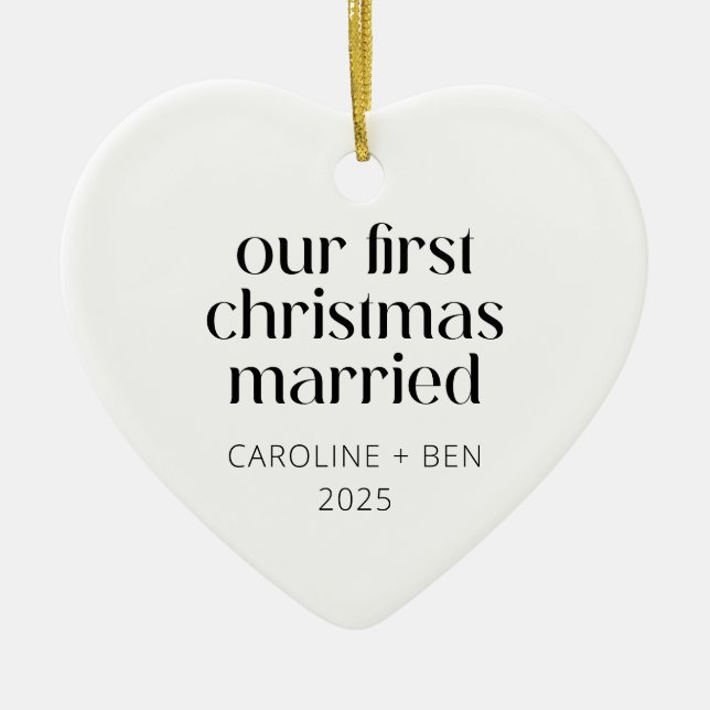 Personalisiert First Christmas Verheiratetes Foto  Keramik Ornament (Vorne)