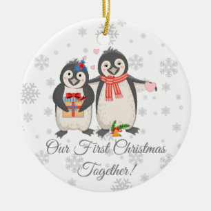 Personalisiert First Christmas Zusammen Pinguine Keramik Ornament
