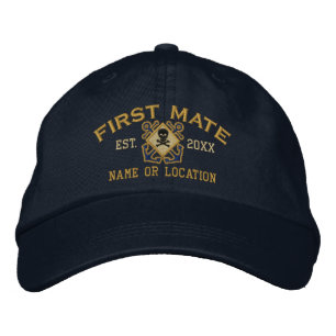 Personalisiert First Mate Nautic Crossbones Skull Bestickte Baseballkappe