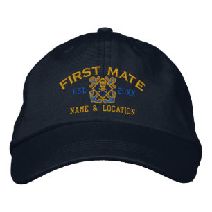 Personalisiert First Mate Nautic Crossbones Skull Bestickte Baseballkappe