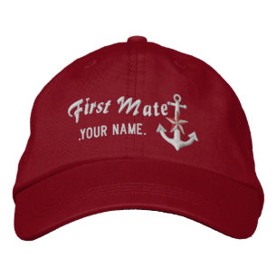Personalisiert First Mate Nautical Anchor White Bestickte Baseballkappe