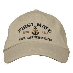 Personalisiert First Mate Nautical Star Anchor Bestickte Kappe