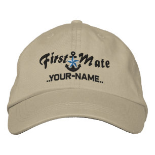 Personalisiert First Mate Star Anchor Black Bestickte Kappe