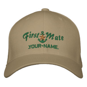 Personalisiert First Mate Star Anchor Green Bestickte Kappe