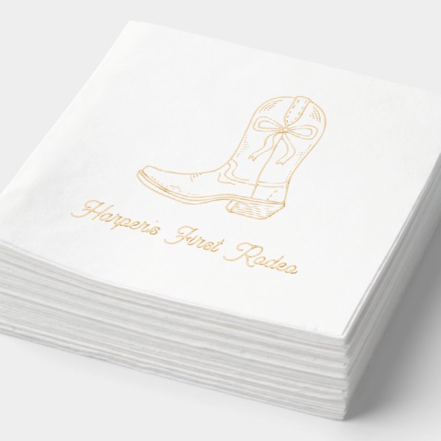 Personalisiert First Rodeo Birthday Gold Napkins Servietten Mit Folie (Ausschnitt)