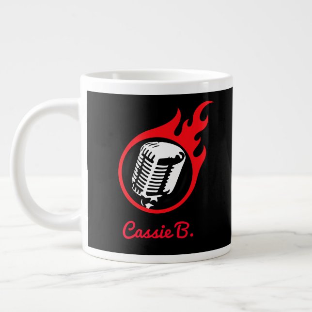 Personalisiert Flaming Mic Jumbo-Tasse (Links)