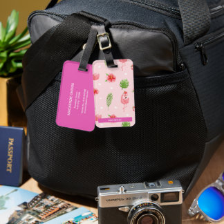 Personalisiert Flamingo Flair & Monstera Gepäckanhänger