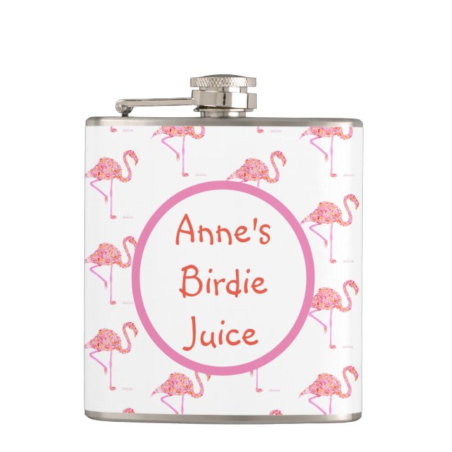 Personalisiert Flamingo Golf Flask Flachmann (Vorderseite)