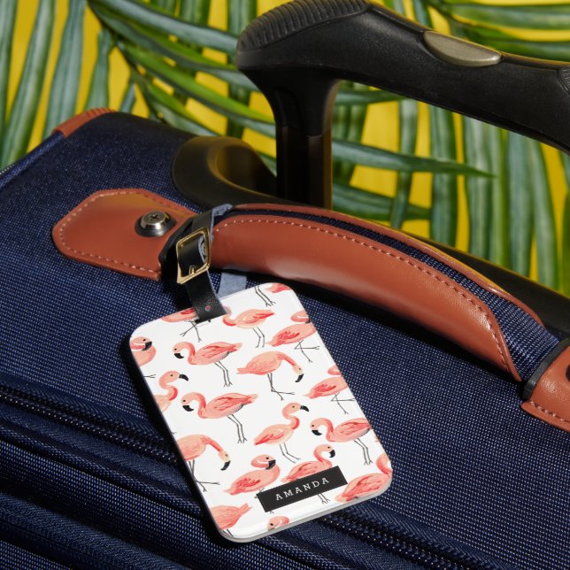 Personalisiert | Flamingo-Party Gepäckanhänger (Vorderseite Insitu 1)