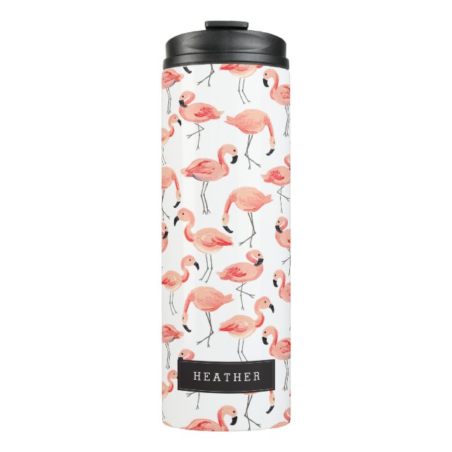 Personalisiert | Flamingo-Party Thermosbecher (Vorderseite)