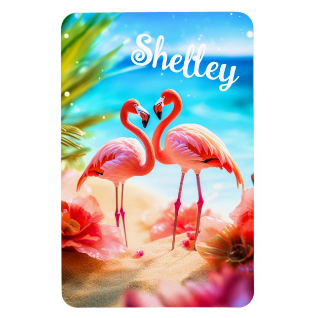 Personalisiert Flamingo Themed Magnet (Vertikal)