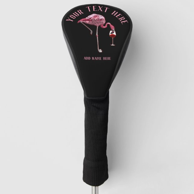 Personalisiert Flamingo Wein Drinker Sportgeschenk Golf Headcover (Vorderseite)