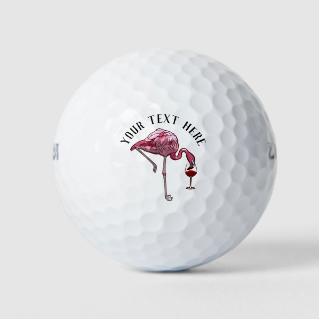 Personalisiert Flamingo Wine Drinker Neue Geschenk Golfball (Vorderseite)