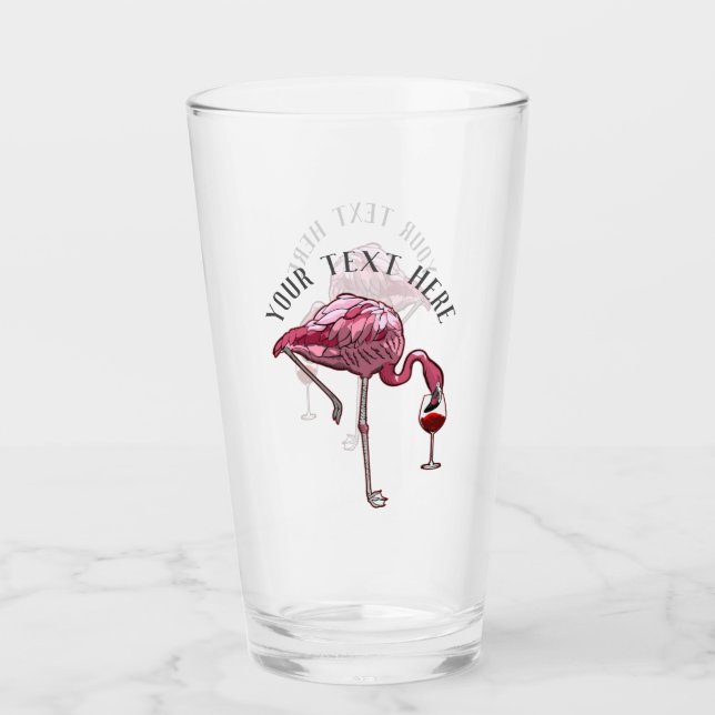 Personalisiert Flamingo Wine Drinker Novelty Glas (Vorderseite)