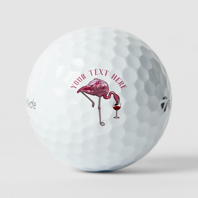 Personalisiert Flamingo Wine Drinker Novelty Golfball (Vorderseite)
