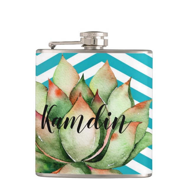 Personalisiert Flask Boho Cacti Cactus Succulent B Flachmann (Vorderseite)