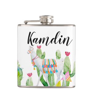 Personalisiert Flask Boho Llama Bohemisch Cacti De Flachmann
