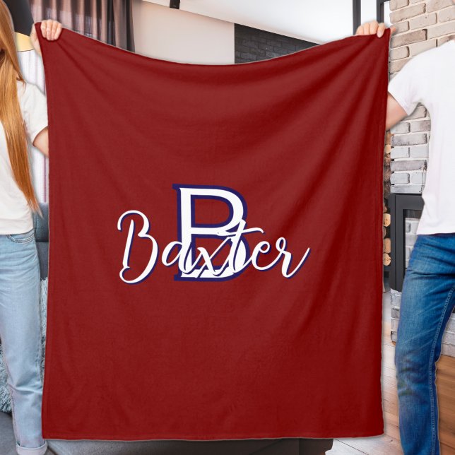 Personalisiert Fleecedecke (Red White & Blue Name and Monogram Personalized Fleece Blanket
)