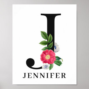 Personalisiert Floral Alphabet J Monogram Poster