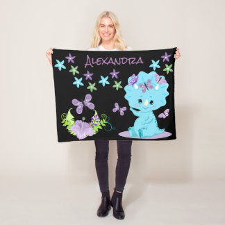 Personalisiert Floral Baby Dinosaurier Fleecedecke