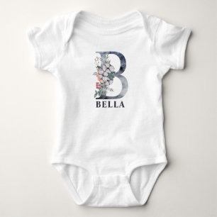 Personalisiert Floral Baby Girl Name Baby Initial  Strampler