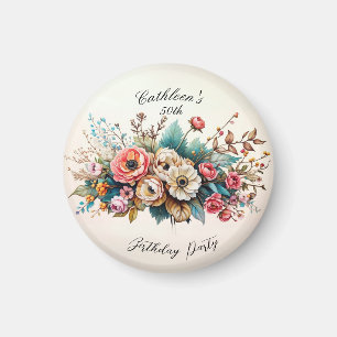 Personalisiert Floral Birthday Party Magnet