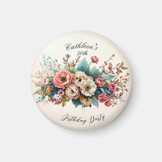 Personalisiert Floral Birthday Party Magnet