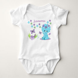Personalisiert Floral Blue Baby Dinosaurier Baby Strampler