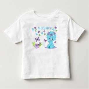 Personalisiert Floral Blue Baby Dinosaurier Kleinkind T-shirt
