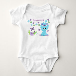 Personalisiert Floral Blue Baby Dinosaurier Strampler