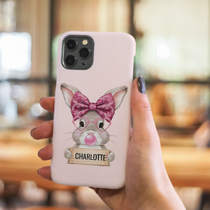 Personalisiert Floral Bunny iPhone Case
