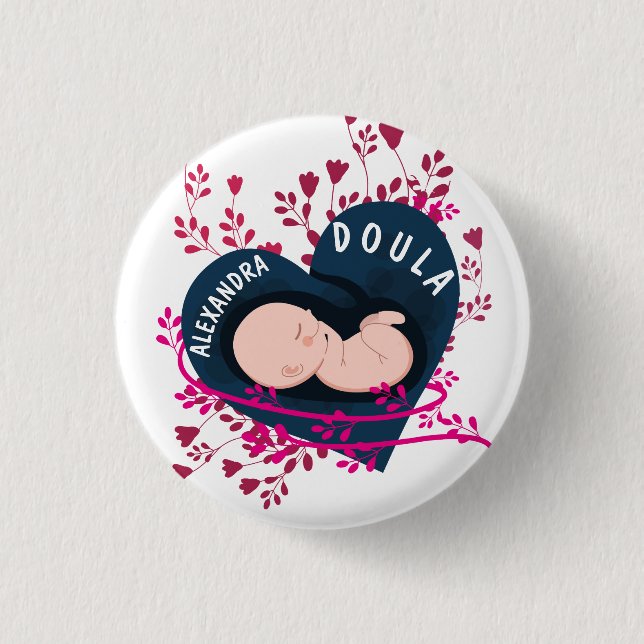 Personalisiert Floral Doula Button (Vorderseite)