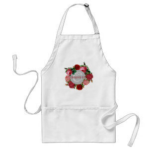 Personalisiert Floral Monogramm Name weiß Schürze