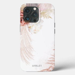 Personalisiert Floral Pampas Grass Boho Terracotta Case-Mate iPhone Hülle
