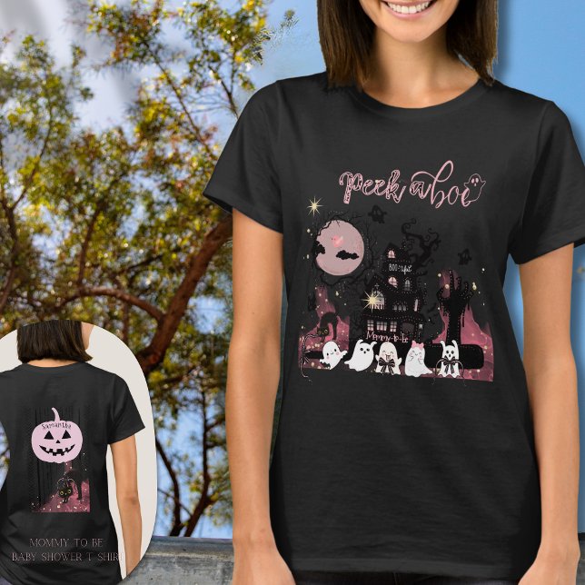Personalisiert "Flüchtige Blick a Boo" Mommy-to-Be T-Shirt (Personalized Peek a Boo Mommy-to-Be Halloween T-Shirt)