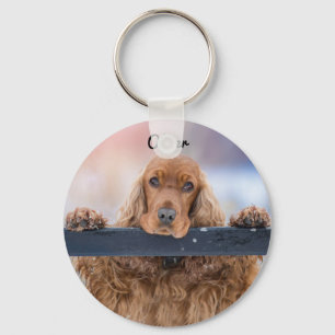 Personalisiert Fluffy Brown Cocker Spanel Dog Schlüsselanhänger