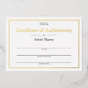 Personalisiert Foil Certificate of Authenticity Ar Folieneinladung