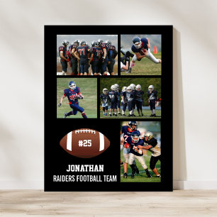 Personalisiert Football 5 Fotocollage Name Team # Poster