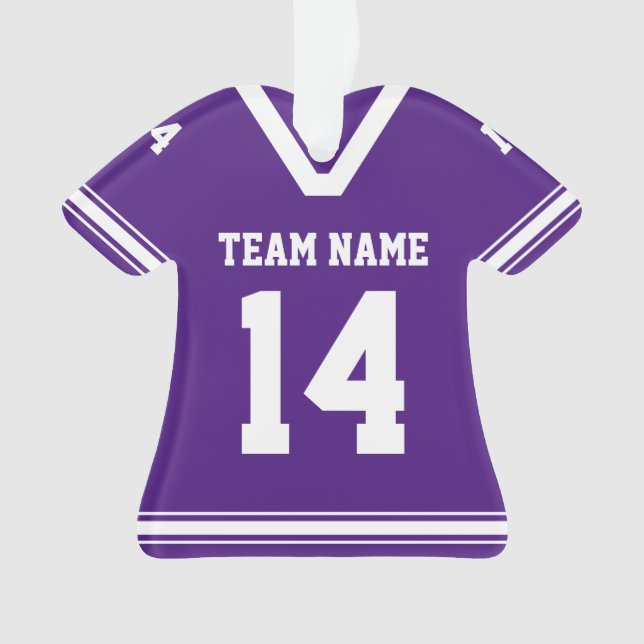 Personalisiert Football Jersey Lila Foto Ornament (Vorderseite)