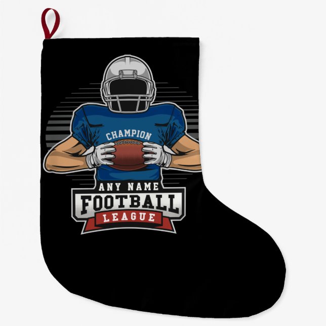 Personalisiert Football League Player Champ Großer Weihnachtsstrumpf (Vorderseite)