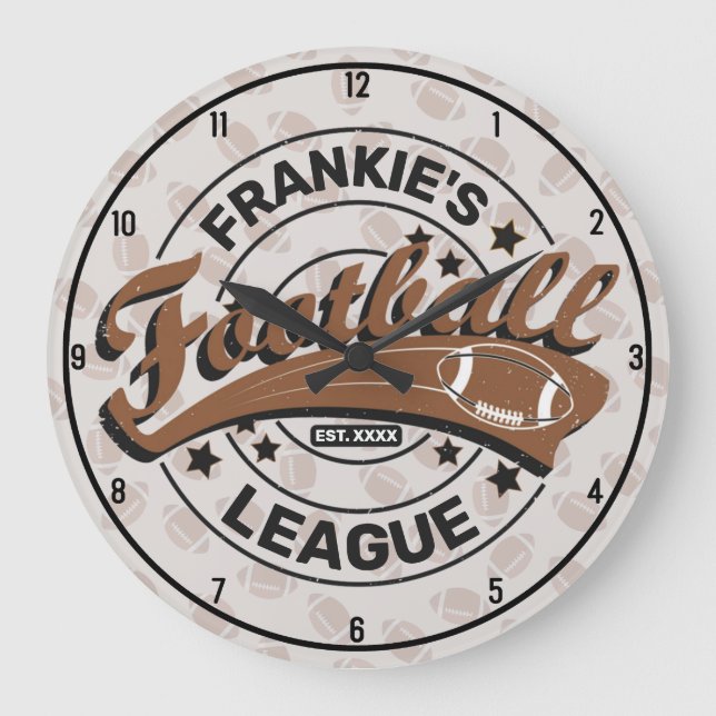 Personalisiert Football League Player Game Große Wanduhr (Vorderseite)