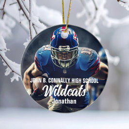 Personalisiert Football Player Foto High School Keramik Ornament
