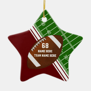 Personalisiert Football Player Ornaments, Maroon Keramik Ornament