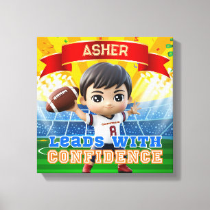 Personalisiert Football Red Quarterback Motivieren Leinwanddruck