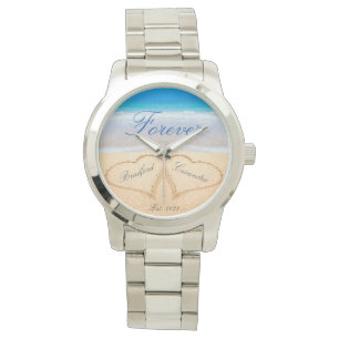 Personalisiert Forever Herz in Sandhochzeit Armbanduhr