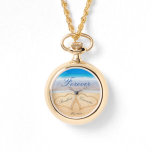 Personalisiert Forever Herz in Sandhochzeit Armbanduhr