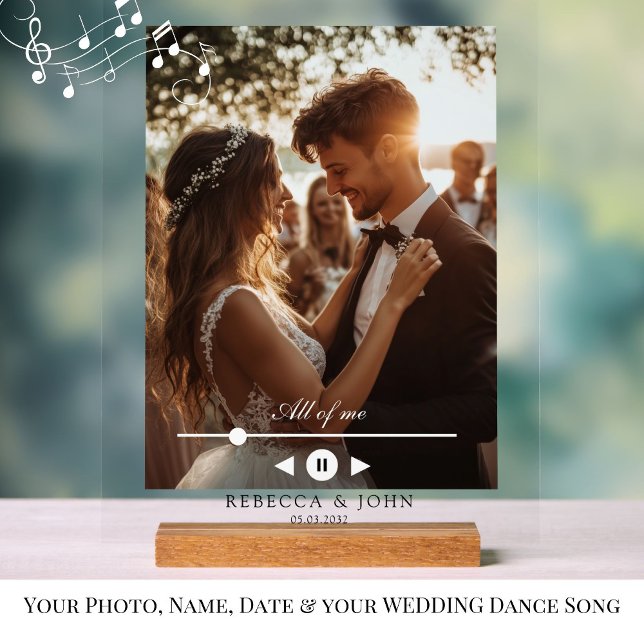 Personalisiert, Foto, Erster Tanz, Hochzeitszeiche Acrylschild (Personalized, Photo, First Song, Wedding, Memory, Acyrly Sign for Couples /Newylweds.)