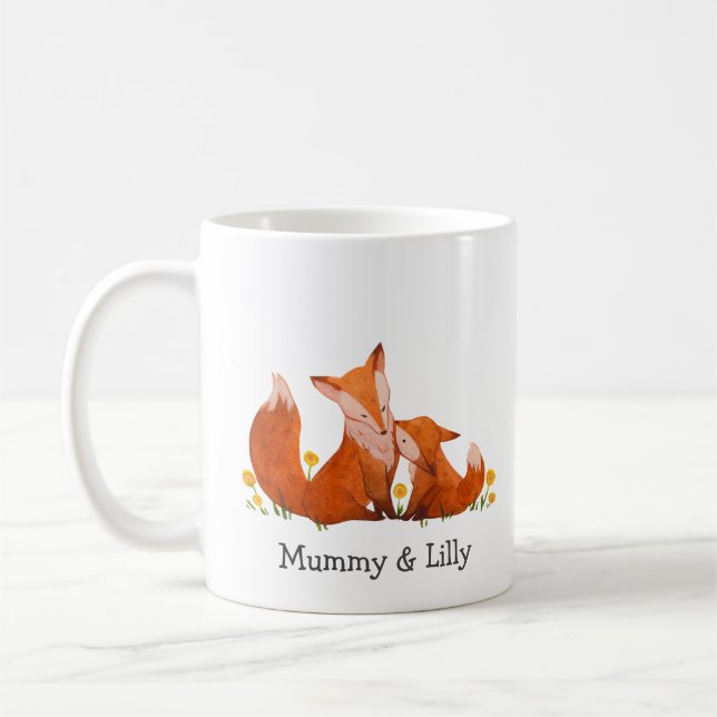 Personalisiert Fox Mama & Son Tasse - Individuelle (Links)