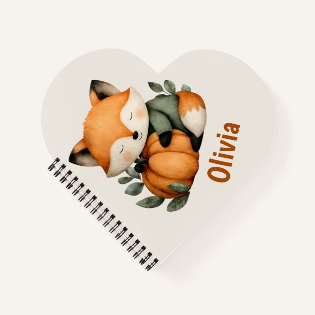 Personalisiert Fox Pumpkin Halloween Design Notizbuch (Vorderseite)